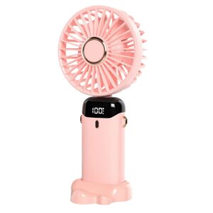 Ventilator Ultra Portabil cu Aromaterapie, , 3 in 1, de Mana, de Birou, de Gat, 5 Trepte de Viteza, Incarcare USB, Autonomie 12h, Pliabil, cu Ecran LCD, Roz