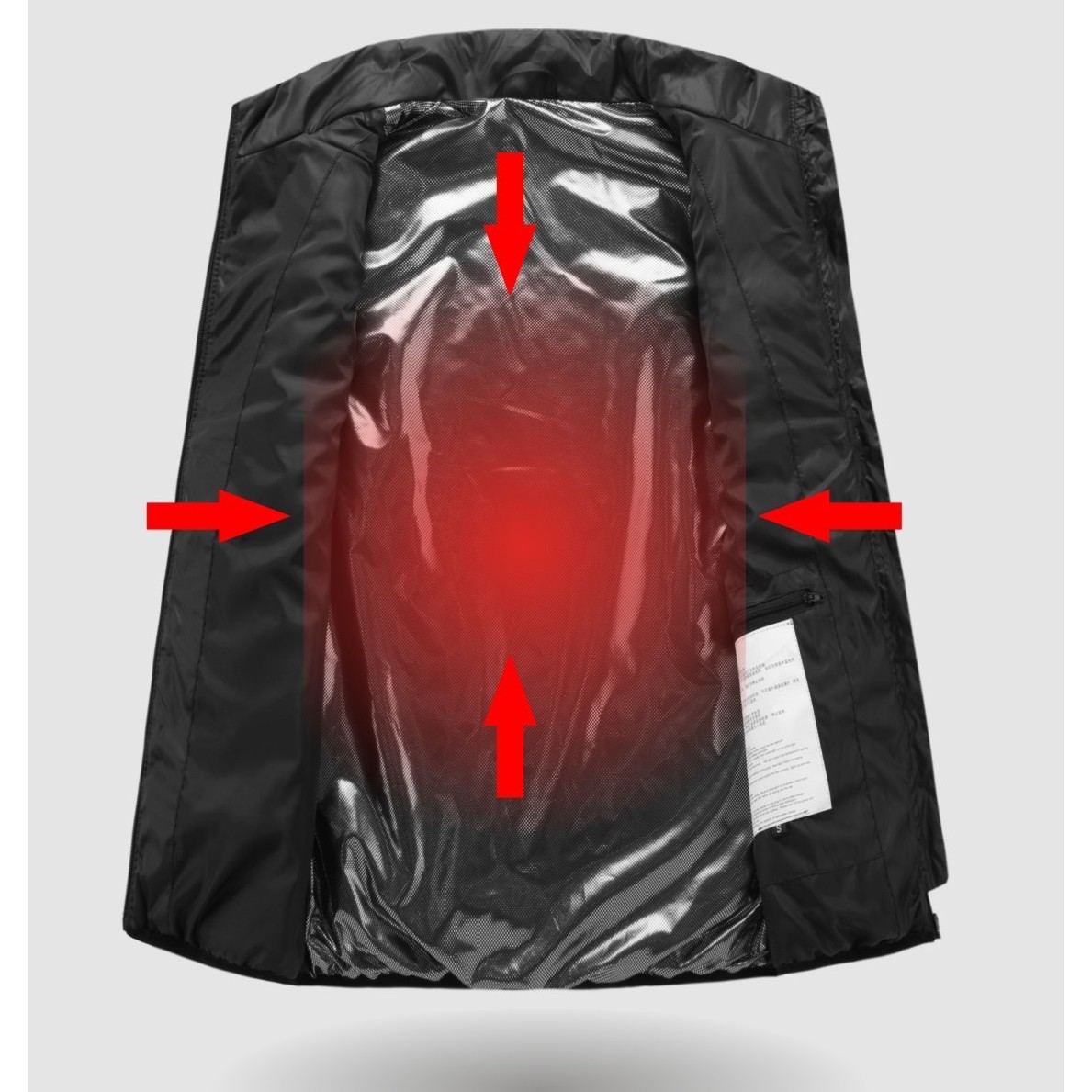 Vesta Inteligenta Incalzita, , Unisex, 2 Zone de Incalzire, Umplutura Bumbac, 3 Trepte de Temperatura, Incarcare USB, Negru, 100-110 kg, Marime M - imagine 3