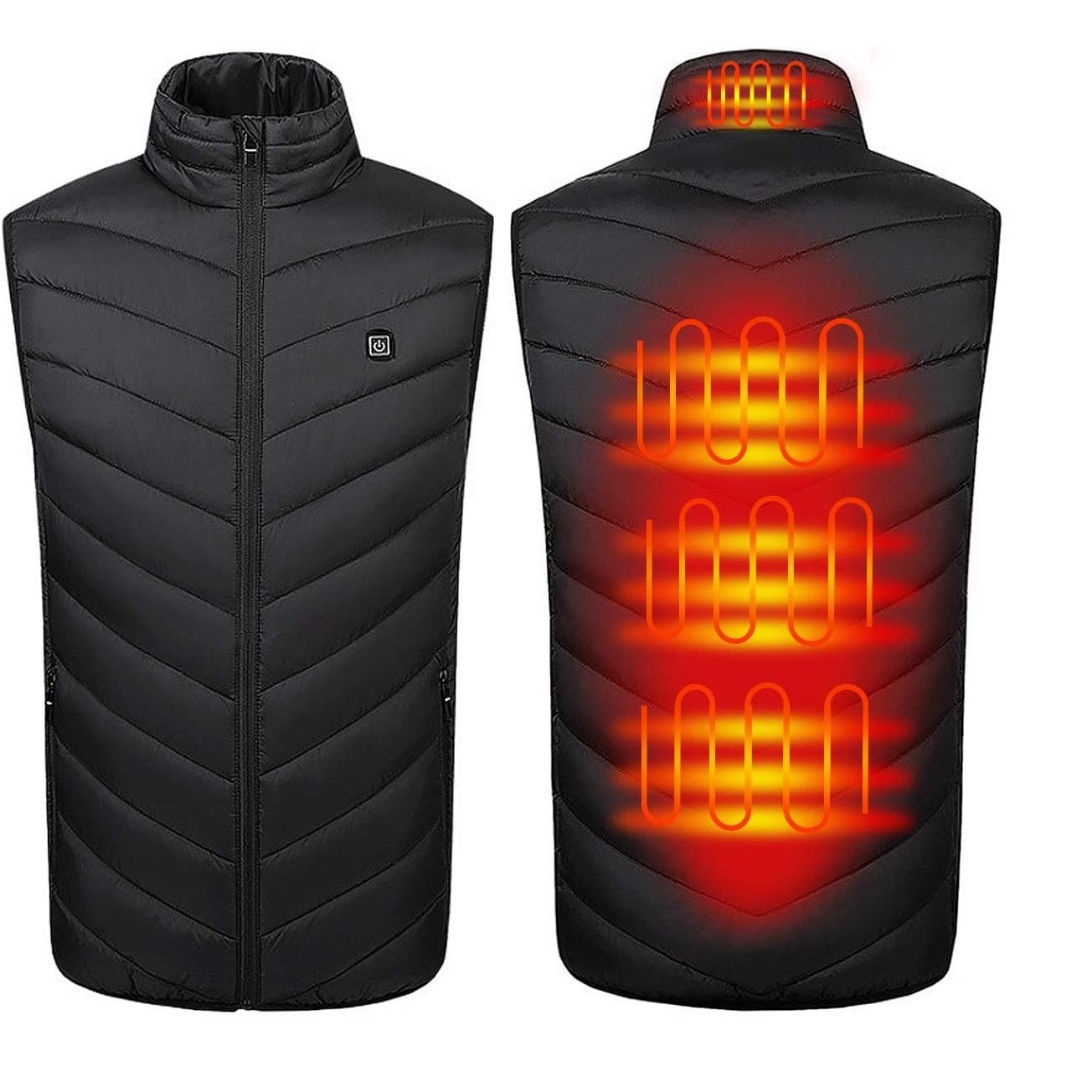 Vesta Inteligenta Incalzita, , Unisex, 2 Zone de Incalzire, Umplutura Bumbac, 3 Trepte de Temperatura, Incarcare USB, Negru, 58 - 65 kg, Marime XL
