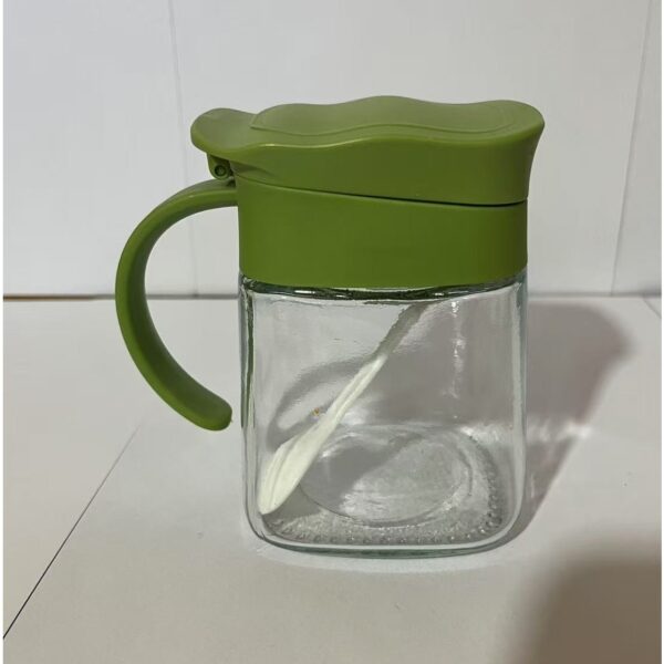 Recipient Condimente, , din Stilca, 180 ml, cu Maner si Lingurita, 11.3 x 8.2 cm, Capac Ondulat, Verde - imagine 2