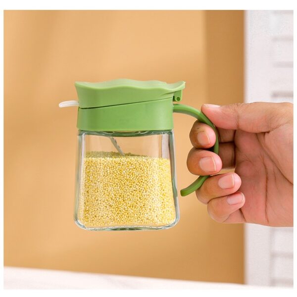 Recipient Condimente, , din Stilca, 180 ml, cu Maner si Lingurita, 11.3 x 8.2 cm, Capac Ondulat, Verde - imagine 4