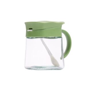 Recipient Condimente, , din Stilca, 180 ml, cu Maner si Lingurita, 11.3 x 8.2 cm, Capac Ondulat, Verde
