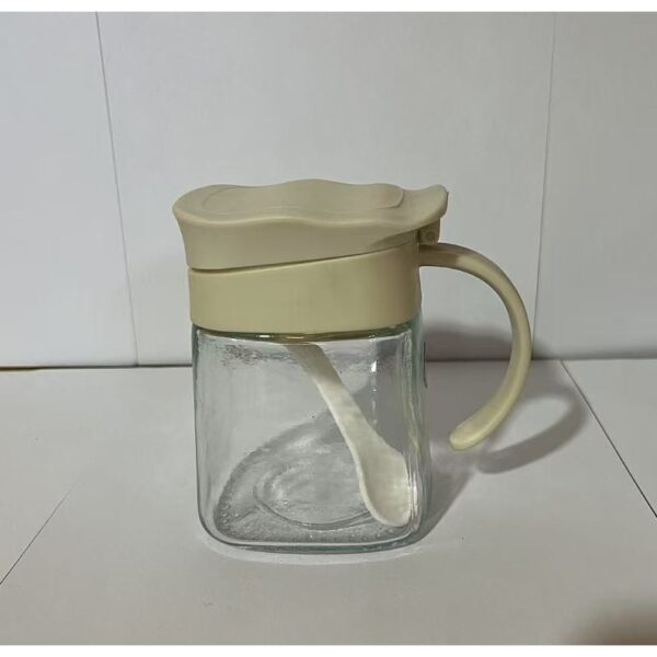 Recipient Condimente, , din Stilca, 180 ml, cu Maner si Lingurita, 11.3 x 8.2 cm, Capac Ondulat, Alb - imagine 2