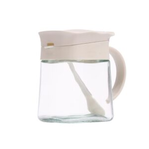 Recipient Condimente, , din Stilca, 180 ml, cu Maner si Lingurita, 11.3 x 8.2 cm, Capac Ondulat, Alb