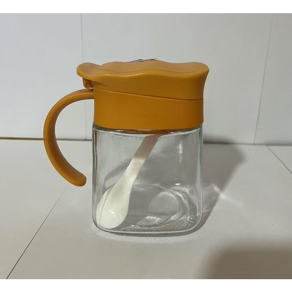 Recipient Condimente, , din Stilca, 180 ml, cu Maner si Lingurita, 11.3 x 8.2 cm, Capac Ondulat, Galben - imagine 2