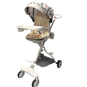 Carucior Sport  3in1, 6-36 Luni, Reversibil, Pliabil, Tavita pentru Masa, Pozitie de Somn, Centura de Siguranta, Roti 360, Suport Pahar, Copertina pentru Soare, 32x63x95cm, Crem Model Jungla