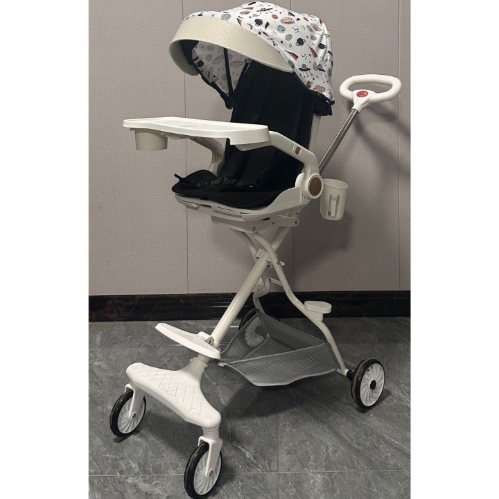 Carucior Sport  3in1, 6-36 Luni, Reversibil, Pliabil, Tavita pentru Masa, Pozitie de Somn, Centura de Siguranta, Roti 360, Suport Pahar, Copertina pentru Soare, 32x63x95cm, Bej Model Cosmos - imagine 2