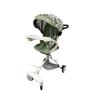 Carucior Sport  3in1, 6-36 Luni, Reversibil, Pliabil, Tavita pentru Masa, Pozitie de Somn, Centura de Siguranta, Roti 360, Suport Pahar, Copertina pentru Soare, 32x63x95cm, Verde Model Frunze