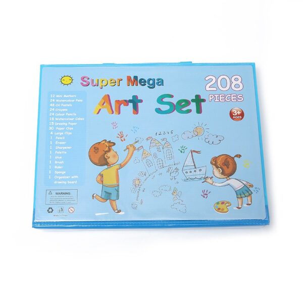 Set 208 Piese, Complet pentru Pictura si Desen, , Tip Servieta, 3-12 Ani, 32 x 27 x 5 cm, Albastru - imagine 3