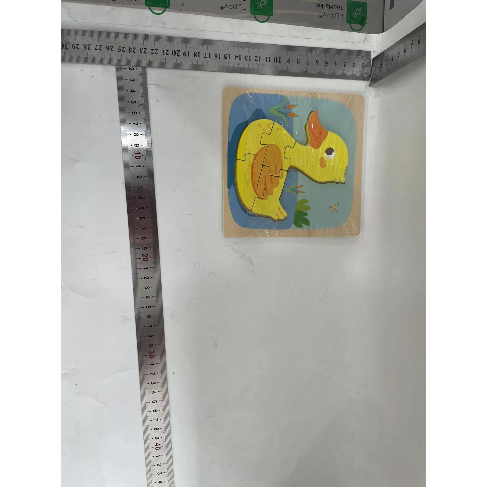 Puzzle Montessori din Lemn pentru Copii, , 3D, 0-3 Ani, Model Ratusca, Educativ, Intuitiv, Creativ, 5 Piese, 15x15x0.5 cm, Multicolor - imagine 2
