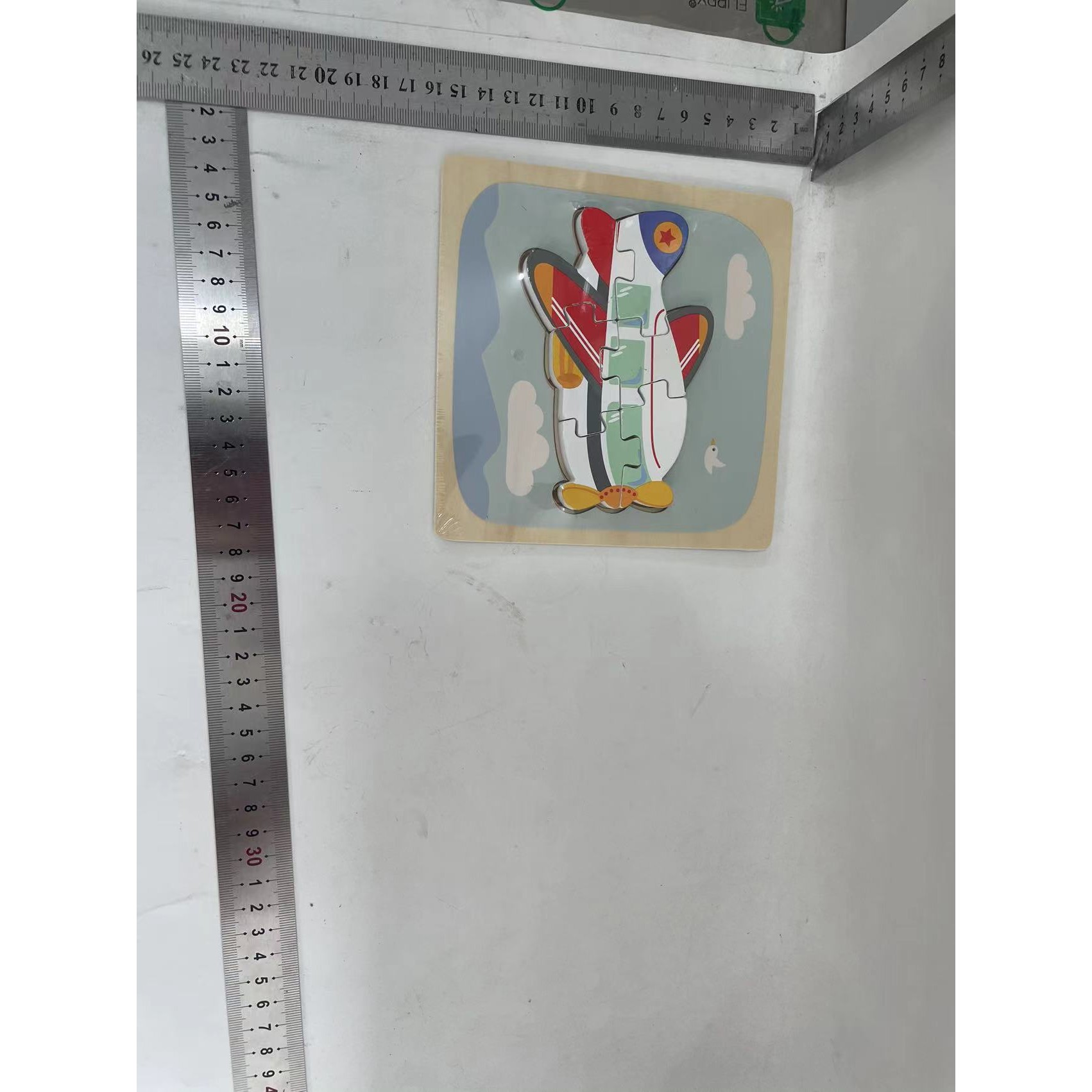 Puzzle Montessori din Lemn pentru Copii, , 3D, 0-3 Ani, Model Avion, Educativ, Intuitiv, Creativ, 6 Piese, 15x15x0.5 cm, Multicolor - imagine 2