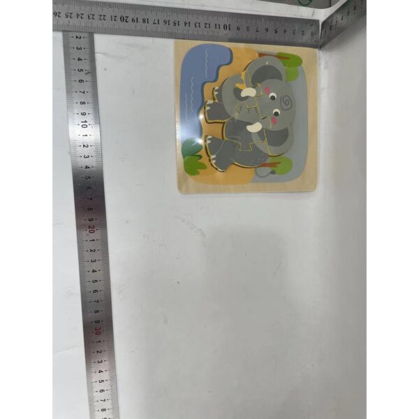 Puzzle Montessori din Lemn pentru Copii, , 3D, 0-3 Ani, Model Elefant, Educativ, Intuitiv, Creativ, 4 Piese, 15x15x0.5 cm, Multicolor - imagine 2