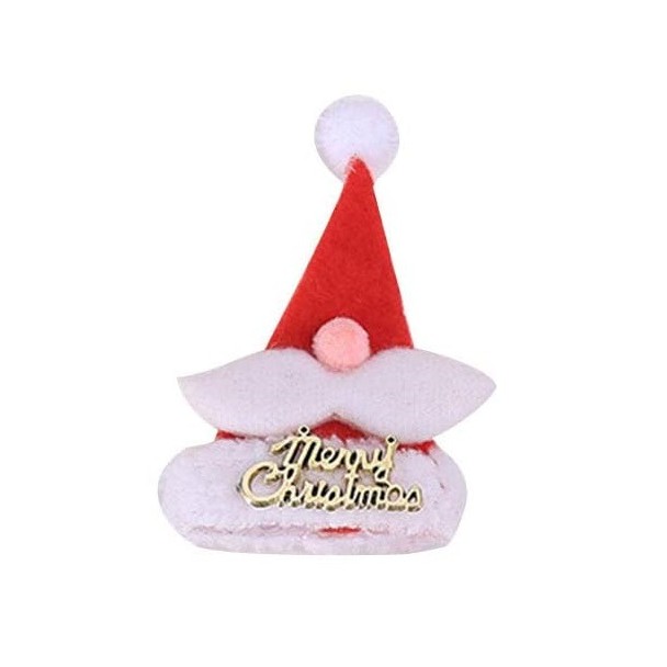 Accesoriu decorativ pentru sticlele de vin, tematica Craciun, caciulita Merry Christmas, material textil/poliester, rosu - imagine 3