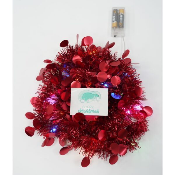 Beteala Craciun cu LED, Rosie, model cu paiete rotunde, 2 m x 5 cm, PVC, Sir, Artificiala, Flippy - imagine 4