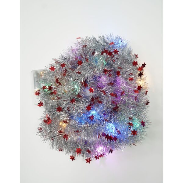 Beteala Craciun cu LED, Rosie, model cu stelute, 2 m x 5 cm, PVC, Sir, Artificiala, Flippy - imagine 4