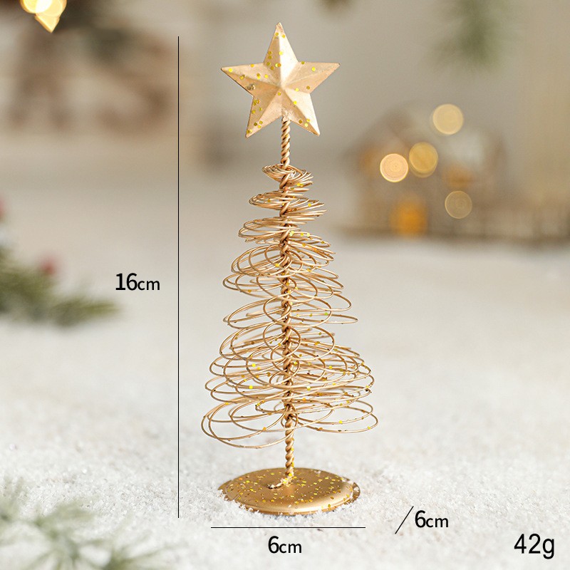 Brad de Craciun Ornament, Flippy, Decoratiune Brad micut din Metal, inaltime 16 x 6.5 x6.5 cm, Ornament de Craciun, Auriu - imagine 2