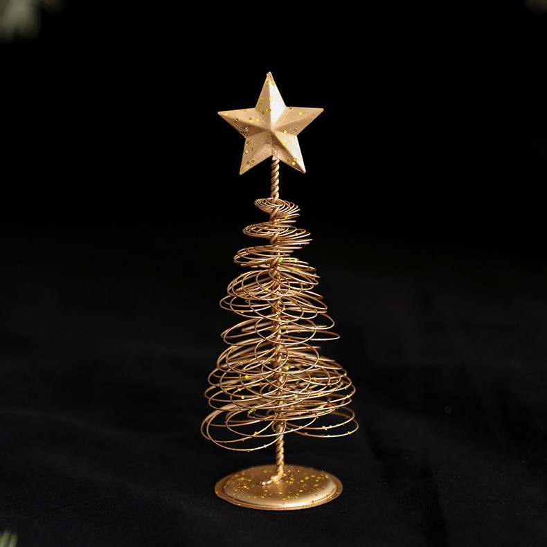 Brad de Craciun Ornament, Flippy, Decoratiune Brad micut din Metal, inaltime 16 x 6.5 x6.5 cm, Ornament de Craciun, Auriu - imagine 4