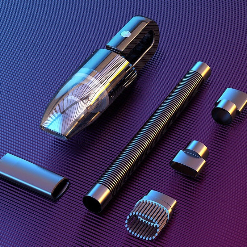 Aspirator Auto cu Incarcare Wireless, Flippy, Aspirator Vacuum pentru Masina Casa, cu dubla utilizare, Putere 120W, 30 x 7.5 x 7.5 cm, Negru - imagine 2