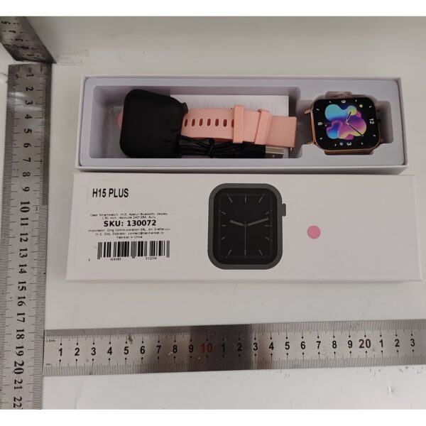 Ceas Smartwatch, Flippy, Editia H15, Apeluri Bluetooth, Afisaj 1.81 inch, Rezolutie 240 x 284, Puls, Siri, Baterie 180 mAh, Roz Auriu - imagine 3