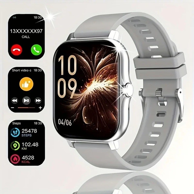 Ceas Smartwatch, Flippy, Editia H15, Apeluri Bluetooth, Afisaj 1.81 inch, Rezolutie 240 x 284, Puls, Siri, Baterie 180 mAh, Argintiu - imagine 2