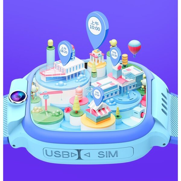 Ceas Smartwatch Flippy, Pentru Copii, Model Y36, cu Functie Telefon, 4G, Localizare LBS, Istoric Traseu, Monitorizare Spion, Apel Video, Rezistent la Apa, Albastru - imagine 2