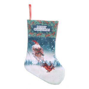 Ciorap Cadouri, culoare albastru-verde, imprimeu Mos Craciun, marimea 15x30 cm, Flippy