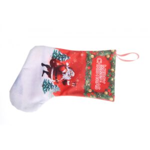 Ciorap Cadouri, culoare rosie, imprimeu Mos Craciun, marimea 15x30 cm, Flippy