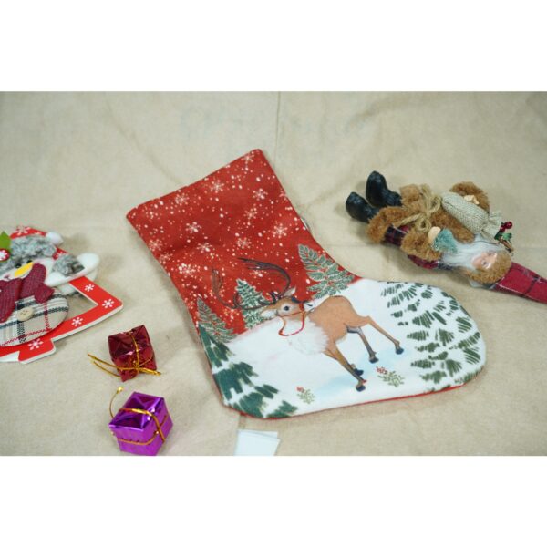 Ciorap Cadouri, culoare rosie, imprimeu ren, marimea 15x30 cm, Flippy - imagine 3