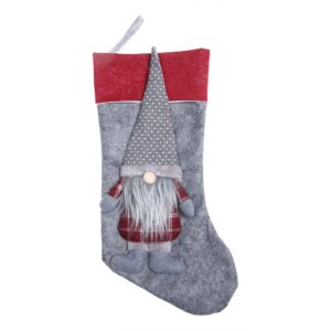 Ciorap Cadouri, Flippy,cu model Mos Craciun,gri, marimea 20x40 cm, textil, interior