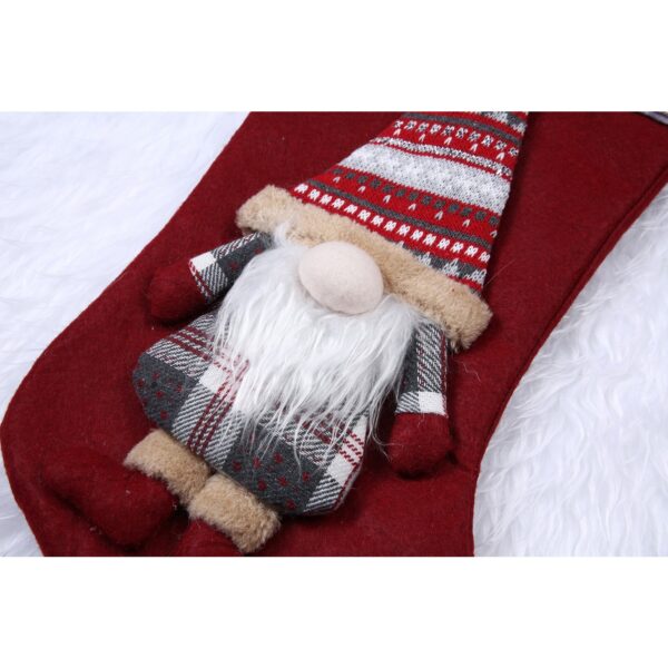 Ciorap Cadouri,Flippy, cu model Mos Craciun, rosu, marimea 20x40 cm, textil, interior - imagine 2