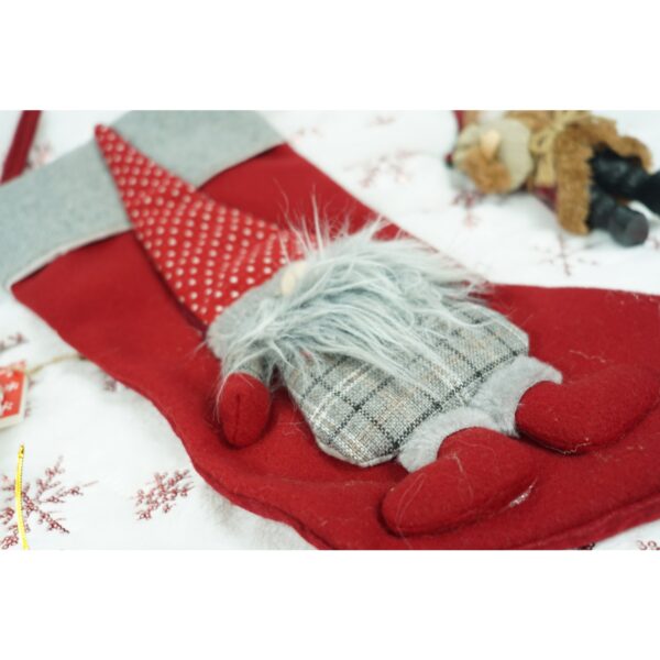 Ciorap Cadouri, Flippy, cu model Mos Craciun,rosu, marimea 20x40 cm, textil, interior - imagine 3