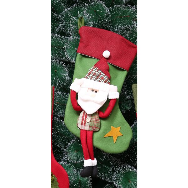Ciorap Cadouri, Flippy,cu model Mos Craciun,verde, marimea 20x40 cm, textil, interior - imagine 2
