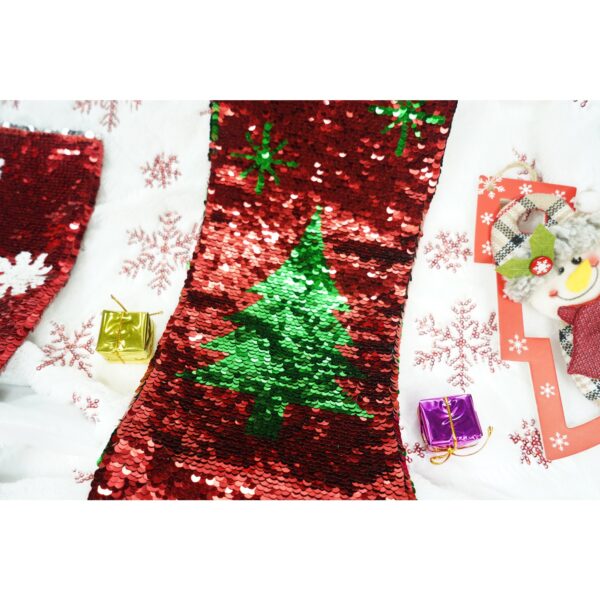 Ciorap Cadouri,Flippy,strasuri,cu model brad,rosu, marimea 20x45 cm, textil, interior - imagine 2