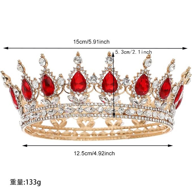 Diadema, Flippy, din Aliaj, cu Cristale, Accesoriu Par, Aniversare, Nunta, Petrecere, 15 x 5.3 x 12.5 cm, Rosu/Alb - imagine 2