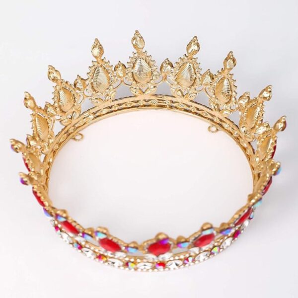 Diadema, Flippy, din Aliaj, cu Cristale, Accesoriu Par, Aniversare, Nunta, Petrecere, 15 x 5.3 x 12.5 cm, Rosu/Alb - imagine 3