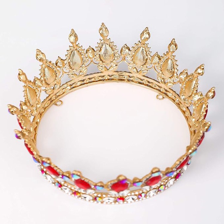 Diadema, Flippy, din Aliaj, cu Cristale, Accesoriu Par, Aniversare, Nunta, Petrecere, 15 x 5.3 x 12.5 cm, Rosu/Alb - imagine 3