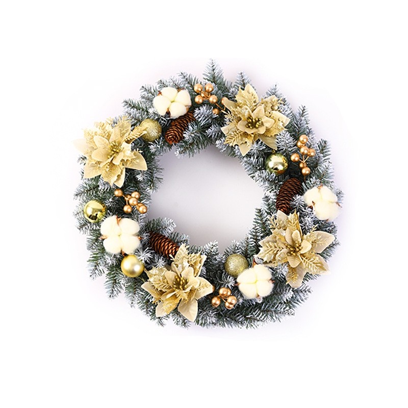 Coronita pentru Craciun Flippy, 50 cm, din brad artificial, decorata cu conuri, globulete, flori, Multicolor - imagine 2