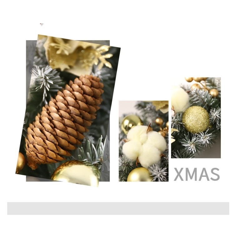 Coronita pentru Craciun Flippy, 50 cm, din brad artificial, decorata cu conuri, globulete, flori, Multicolor - imagine 4