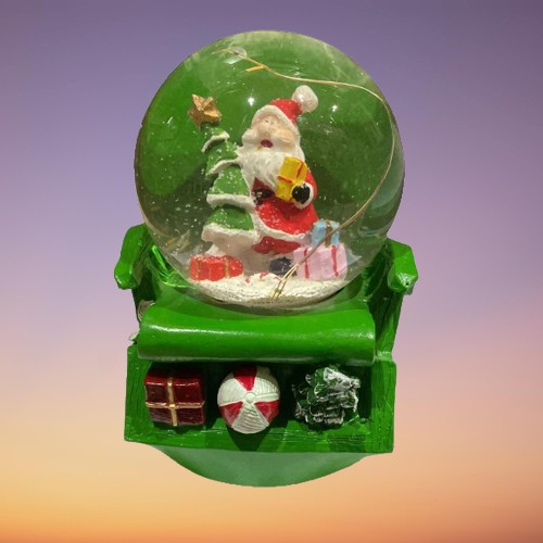 Decoratiune de Craciun din sticla, model 5, Glob muzical de zapada cu lumini, Flippy - imagine 3