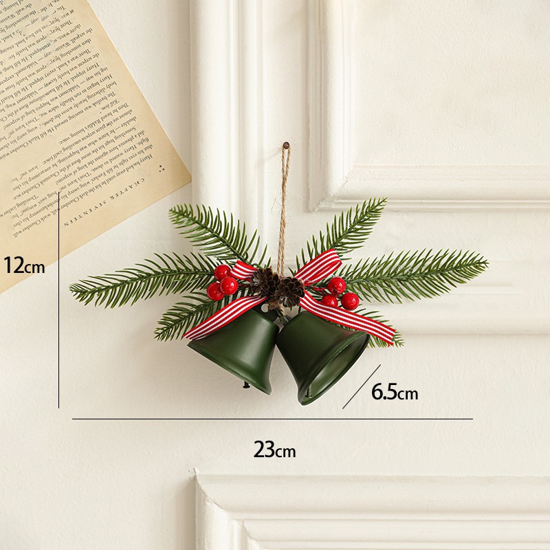 Decoratiune de Craciun pentru Brad, Flippy, Model 2 Clopotei de Craciun cu Crenguta de Brad, Decoratiune pentru Interior de Craciun, Verde mat - imagine 2