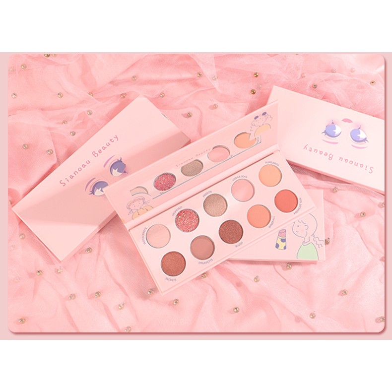 Paleta de farduri Sianoau cu 10 de culori sidefate , Flippy - imagine 2