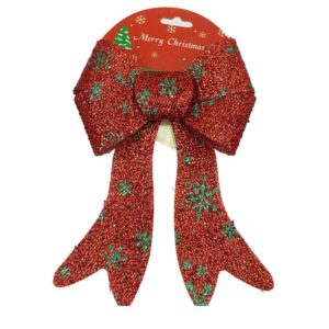 Funda pentru brad, Rosie, model de nea, cu sclipici, 16 x 23 cm, din poliester, Flippy