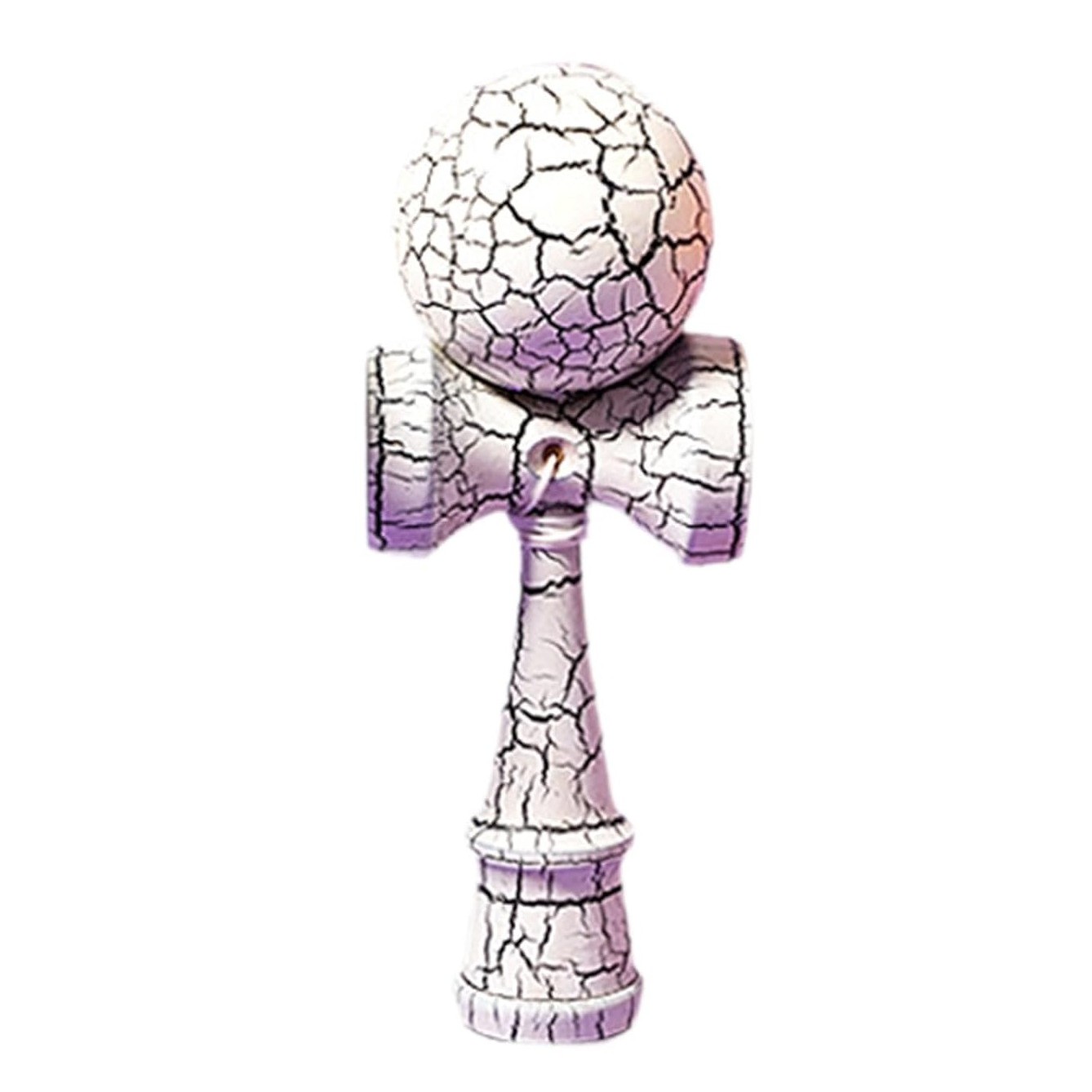 Kendama Crack, Flippy, din Lemn, 18 cm, +14 Ani, Diametru Bila 6 cm, Model Crapat, Alb