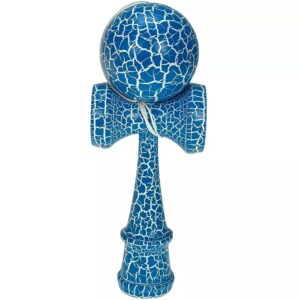 Kendama Crack, Flippy, din Lemn, 18 cm, +14 Ani, Diametru Bila 6 cm, Model Crapat, Albastru Deschis