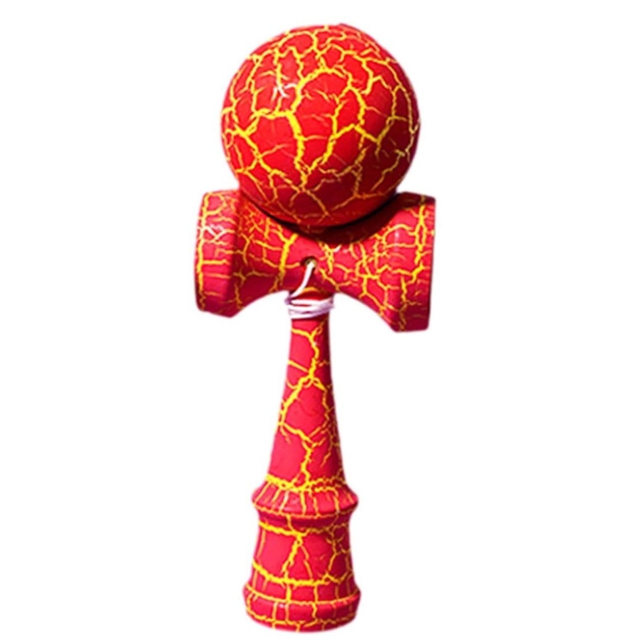 Kendama Crack, Flippy, din Lemn, 18 cm, +14 Ani, Diametru Bila 6 cm, Model Crapat, Rosu