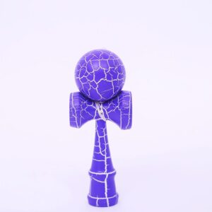 Jucarie Kendama X Originala, Profesionala, Flippy, Kendama Cracked, din Lemn â€“ 18 cm, Joc Interactiv de Indemanare pentru Copii si Adulti, Crack Mov/ALb
