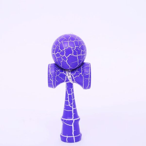 Jucarie Kendama X Originala, Profesionala, Flippy, Kendama Cracked, din Lemn â€“ 18 cm, Joc Interactiv de Indemanare pentru Copii si Adulti, Crack Mov/ALb