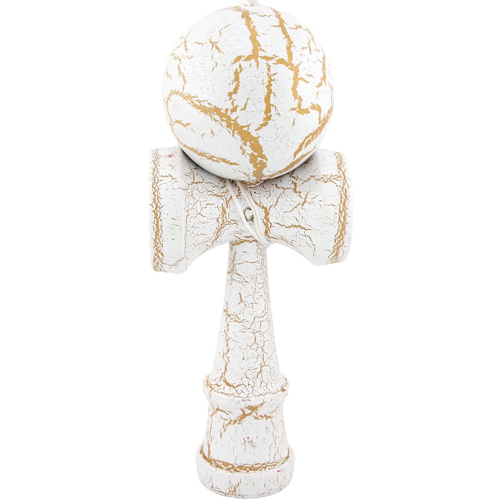 Jucarie Kendama X Originala, Profesionala, Flippy, Kendama Cracked, din Lemn – 18 cm, Joc Interactiv de Indemanare pentru Copii si Adulti, Crack Alb/Galben