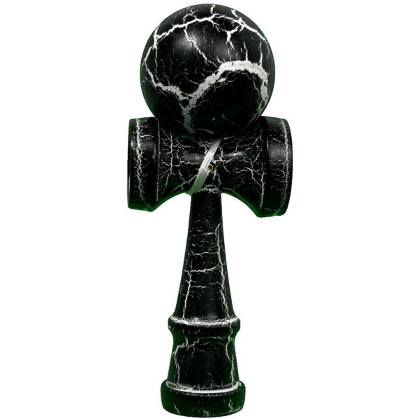 Jucarie Kendama Profesionala, Flippy, Kendama Cracked, din Lemn â€“ 18 cm, Joc Interactiv de Indemanare pentru copii si adulti, Negru Alb