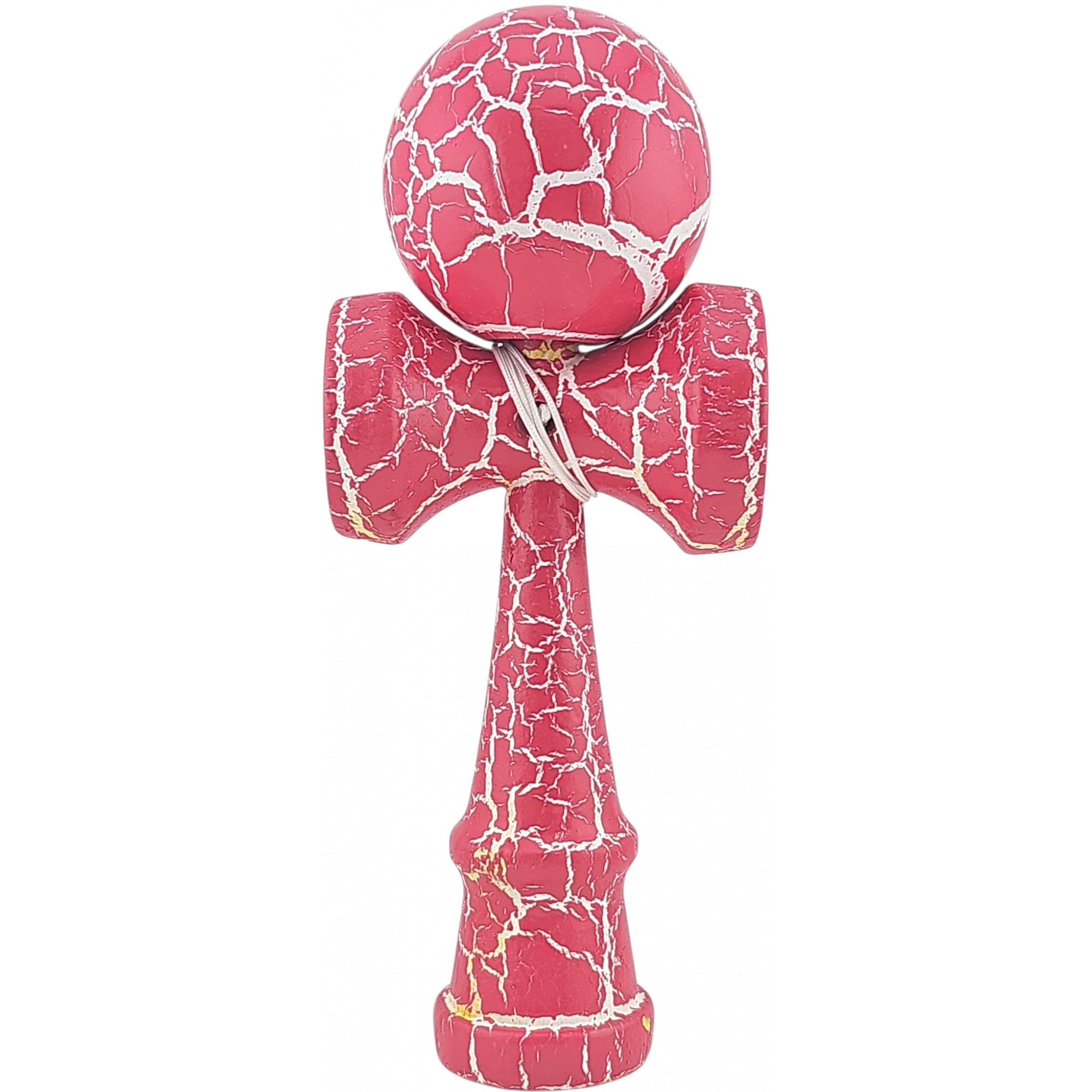 Kendama X Originala, Profesionala, Flippy, Cracked, din Lemn, 18 cm, Roz Aprins/Alb